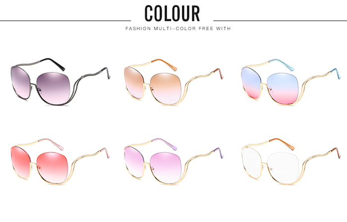 Half Frame Oversized Sunglasses with Curved Legs