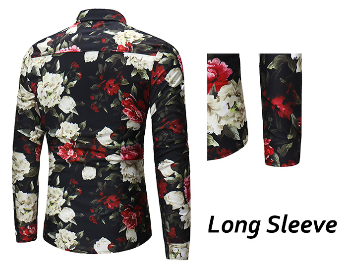 Turndown Collar 3D Flower Print Shirt