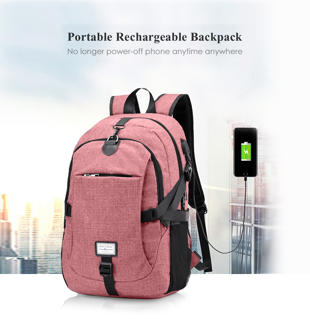 Men Canvas Casual Travel Backpack with USB Charge Port