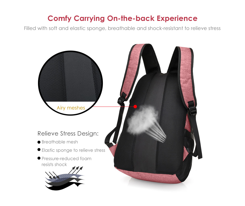 Men Canvas Casual Travel Backpack with USB Charge Port