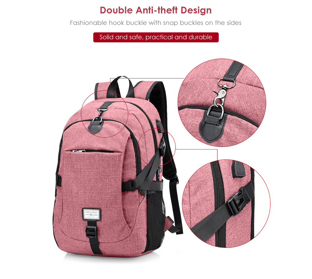 Men Canvas Casual Travel Backpack with USB Charge Port