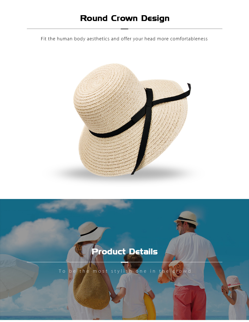 YJA - 208 Women Summer Sun Protection Bucket Sunshade Sand-beach Straw Hat with Gracile Belt Bowknot