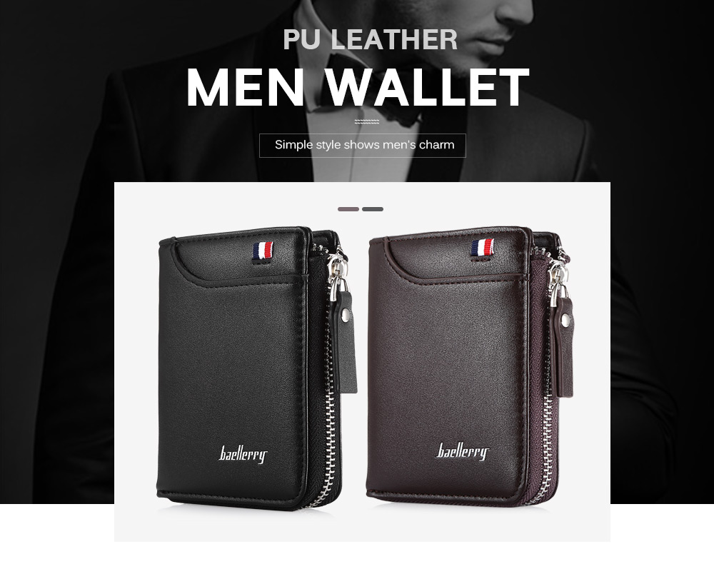 Baellerry Men Wallet Short Section Soft PU Leisure Casual Folder Bag