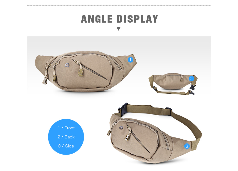 Men Tactical Canvas Waist Pack Single Shoulder Hip Belt Bag