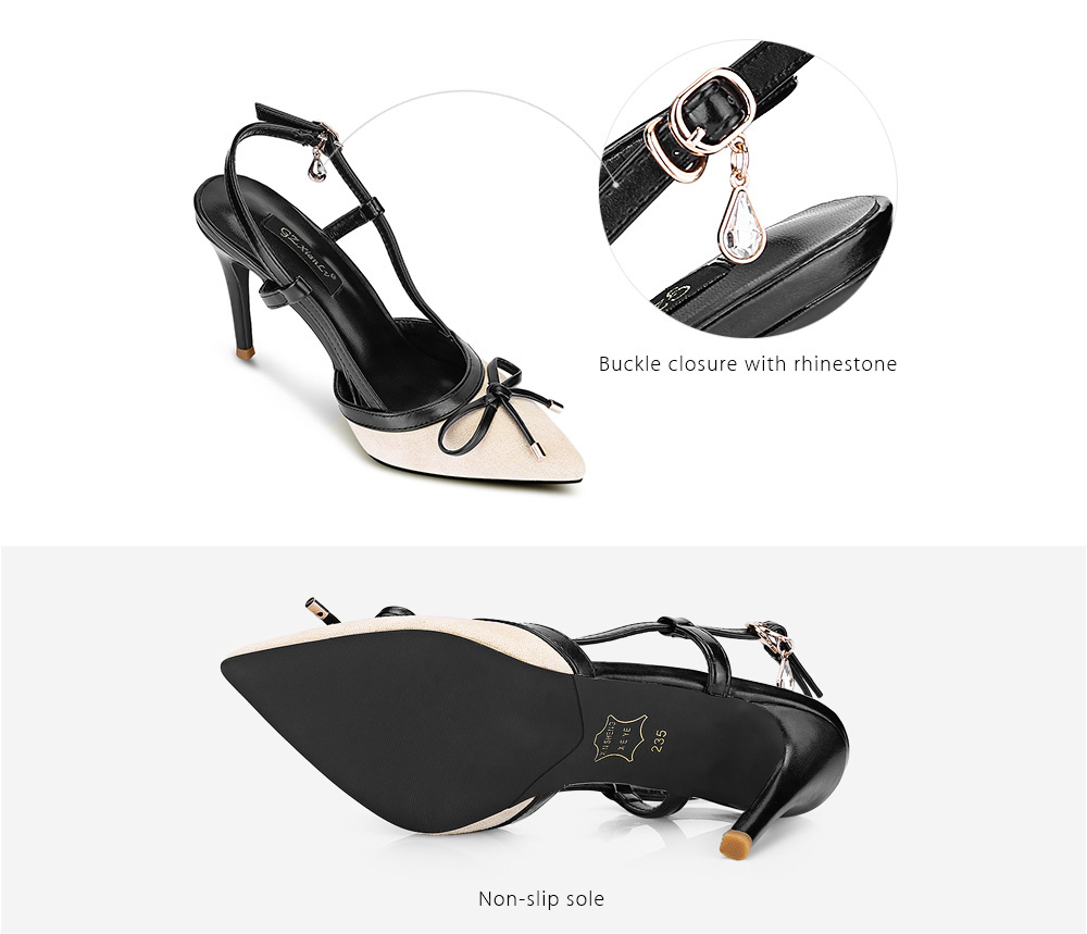 Trendy Pointed Toe Bowknot Stiletto Heel Buckle Slingback Women Sandals