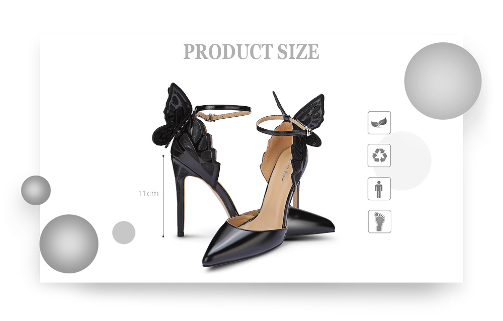 Trendy Pointed Toe Ankle Strap Butterfly Stiletto Heel Women Sandals