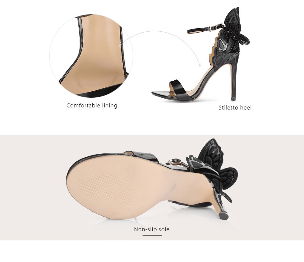 Trendy Open Toe Ankle Strap Butterfly Stiletto Heel Sandals Women Shoes