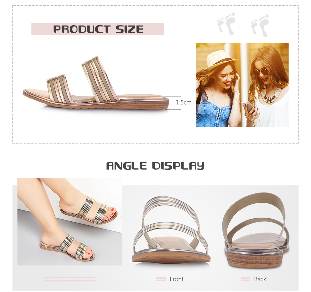 Trendy Open Toe Flat Heel PU Slippers Women Shoes