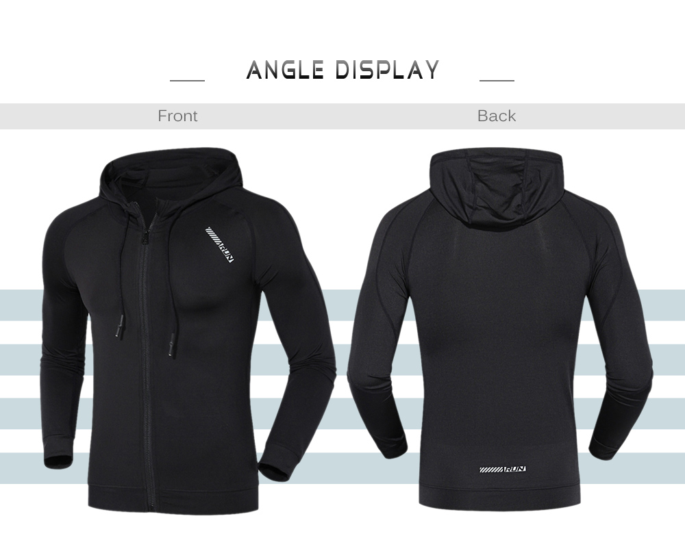 Trendy Hooded Long Sleeve Quick-dry Zipper Hoodie Men Close-fitting Sports Wear