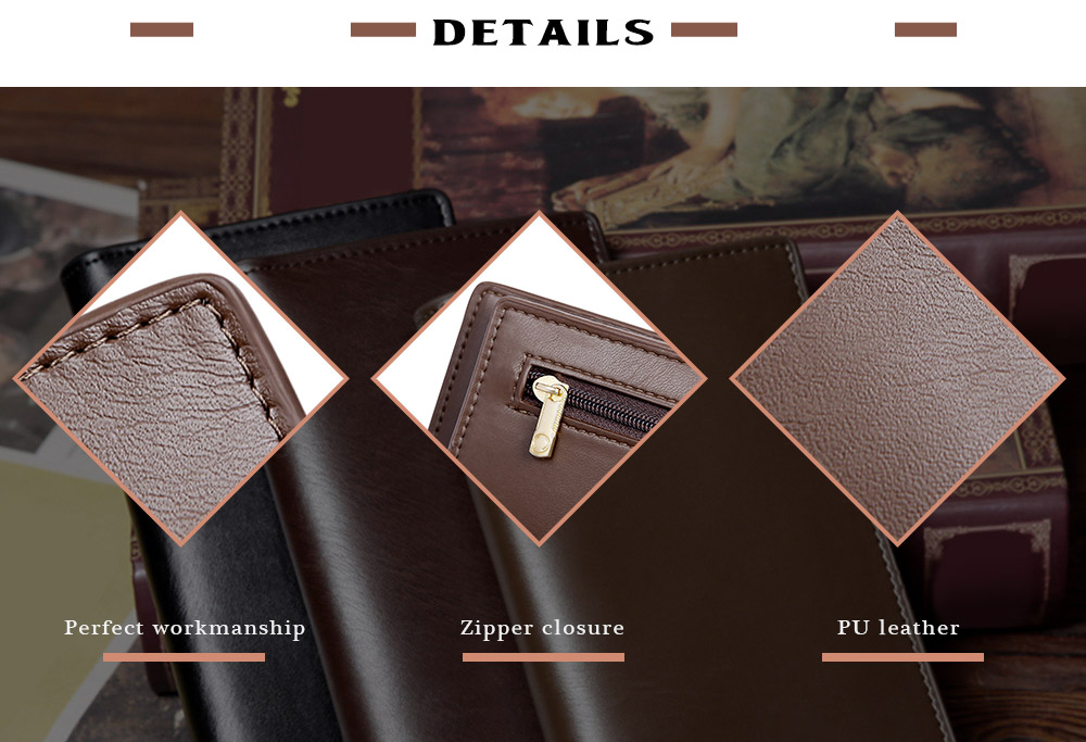 Genuine Leather Long Clutch Men Bifold Slim Male Wallet