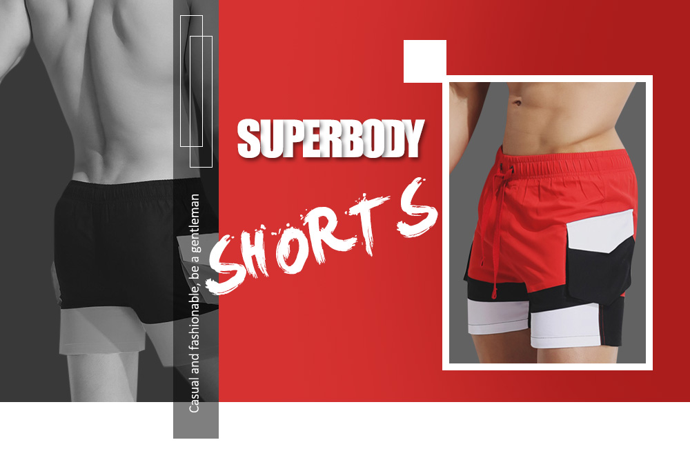 SUPERBODY SUP180817 Beach Shorts Loose Sports Color Blocking Causal Home Pants for Men