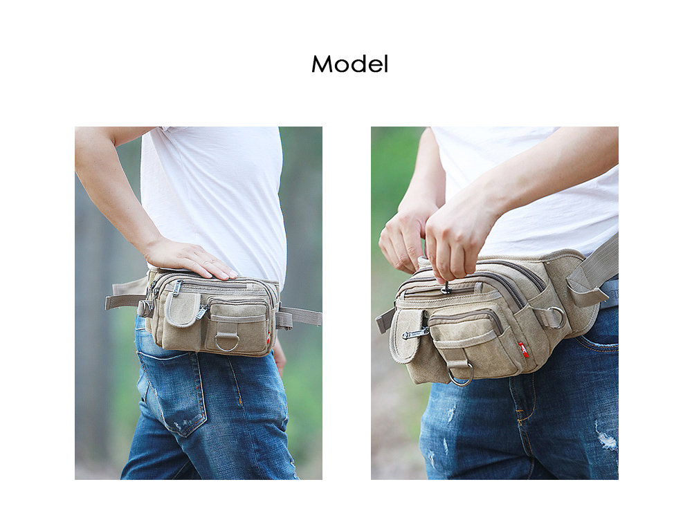 Men Canvas Waist Pack Male Casual Style Fanny Bum Bag - Black - 3G78557014