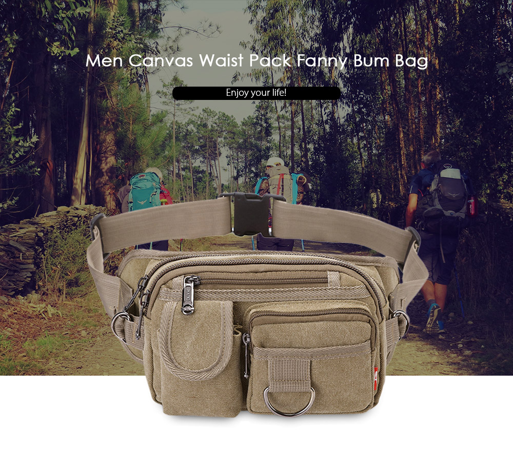 Canvas Waist Bag Men Fanny Bum Pack Male Casual Phone Pouch