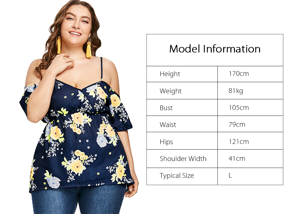 Plus Size Flower Spaghetti Strap Blouse