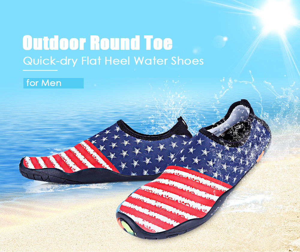 Outdoor Round Toe Quick-dry Non-slip Breathable Flat Heel Beach Men Water Shoes