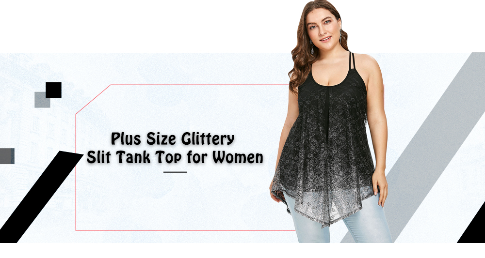 Plus Size Glittery Split Tank Top