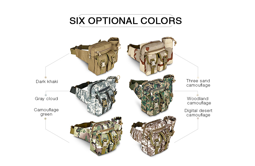 Guapabien Multifunctional Tactical Bag Military Waist Pack Pouch with Water Bottle Pocket Holder for Hiking Camping Hunting Fishing Travelling