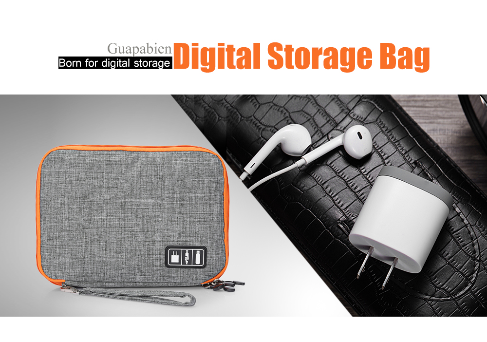 Guapabien Double-deck Digital Bag USB Cables Storage Big Capacity