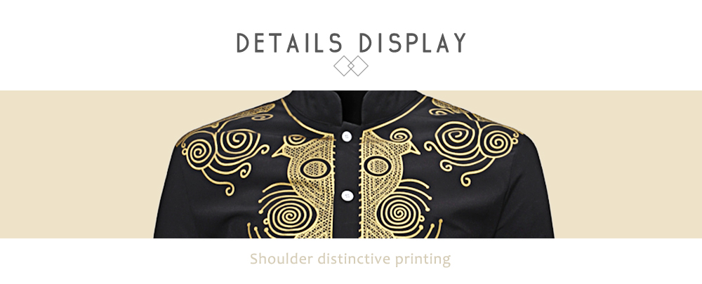 Standing Collar Ethnic Style Printing Shirt Men Top