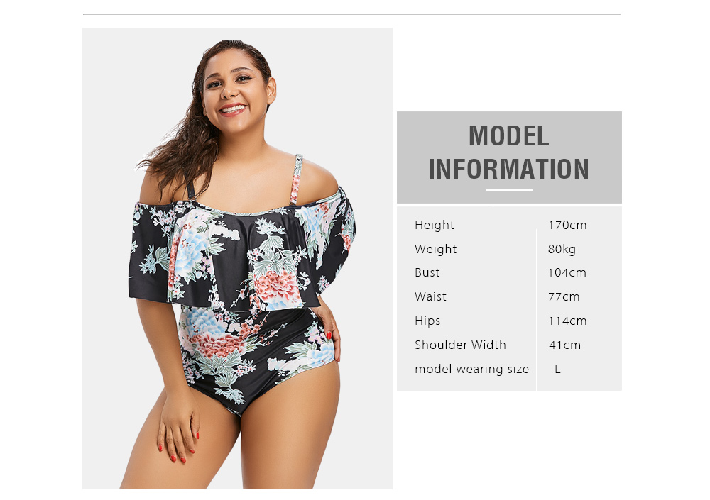 Plus Size Flower Cami Swimsuit