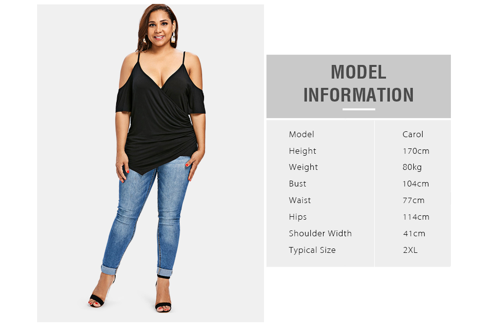 Plus Size Cross Front Asymmetric T-shirt