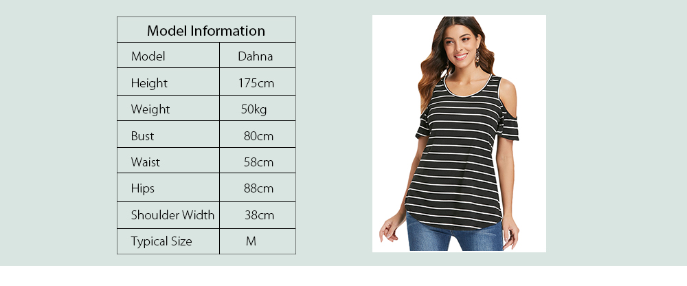 Cold Shoulder Striped Plain T-shirt