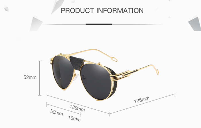 PU Leather Top Bar Decorative Pilot Sunglasses