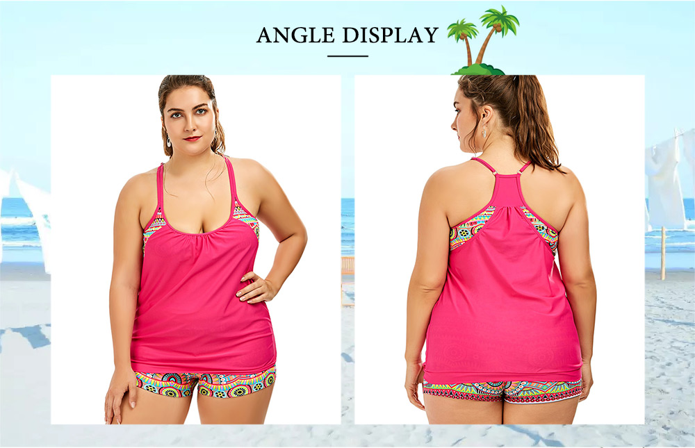 Padded Bra Print Plus Size Tankini