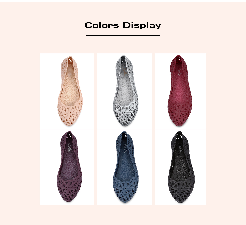 Women Point Toe Rain Slip-on Solid Hollow Breathable Female Flat Shoes