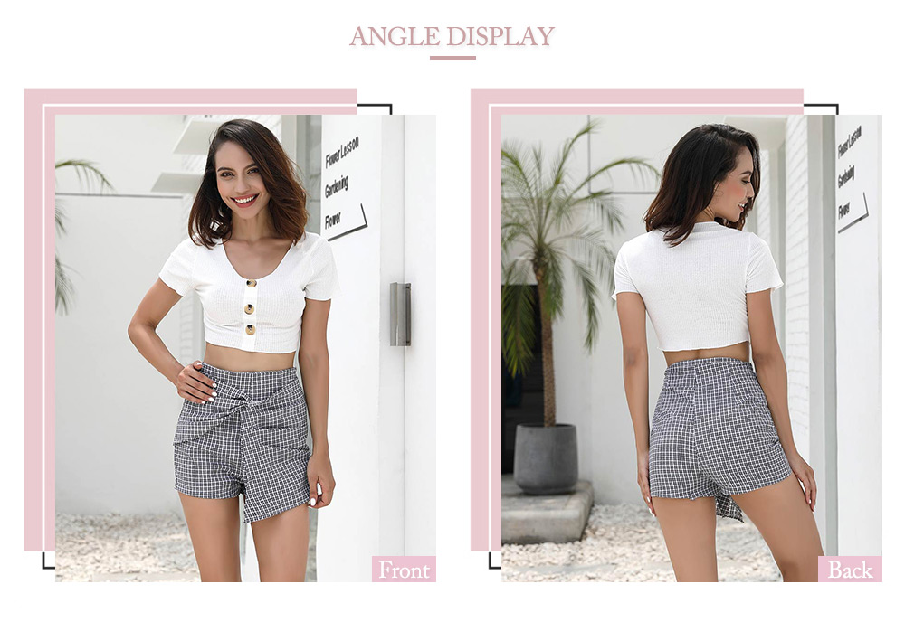 High Waist Plaid Tied Layered Zipper Pants Women Mini Shorts High Waist Plaid Tied Layered Zipper Pants Women Mini Shorts