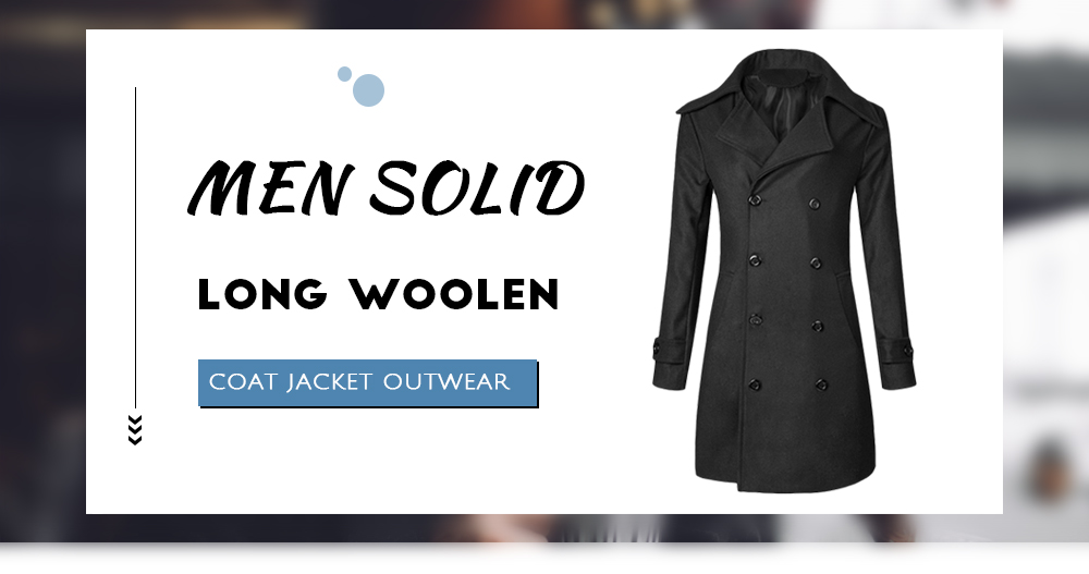Men Solid Long Woolen Coat Casual Business Male Jacket Outwear