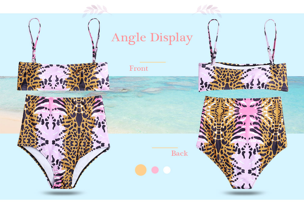 Spaghetti Strap Padded Print High Waist Women Bikini Set