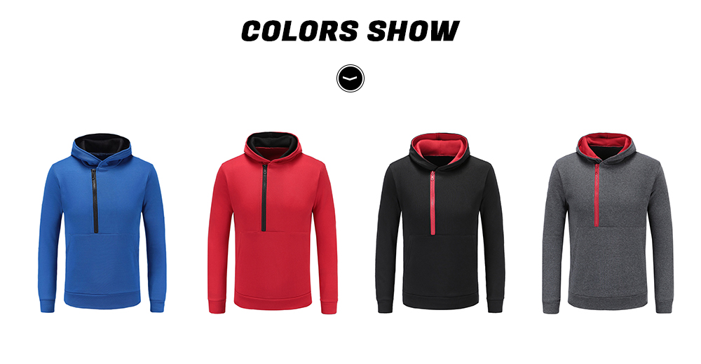 Solid Colour Oblique Zipper Long Sleeve Men Hoodie Casual Pullover