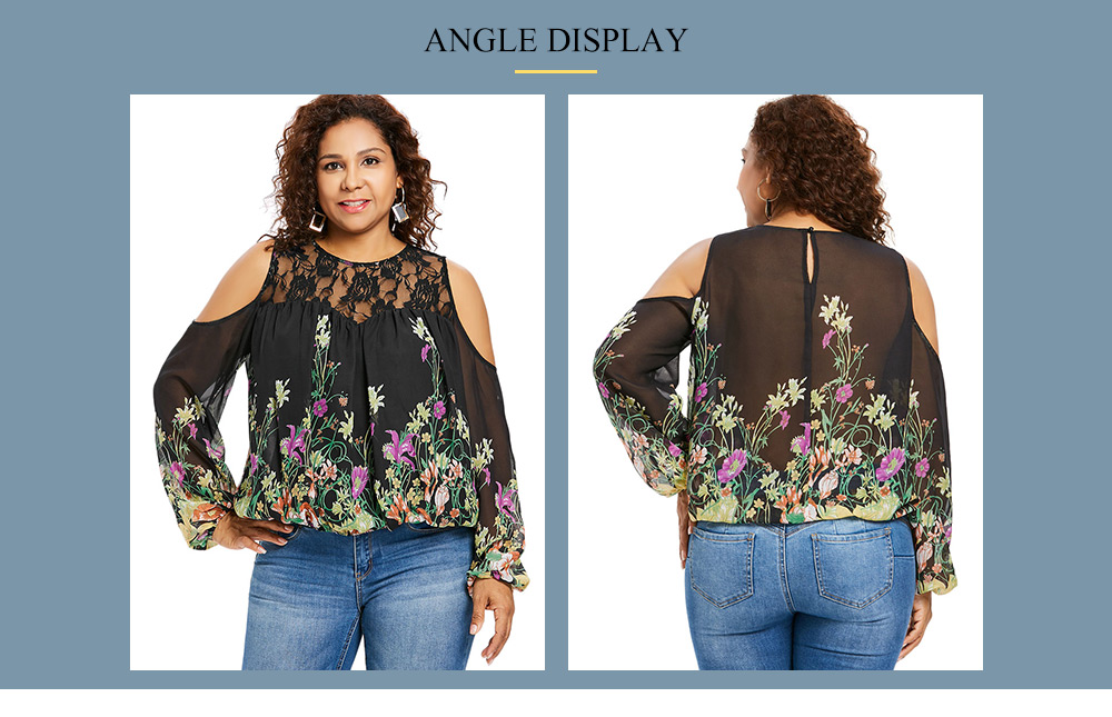 Plus Size Floral Lace Panel Blouse