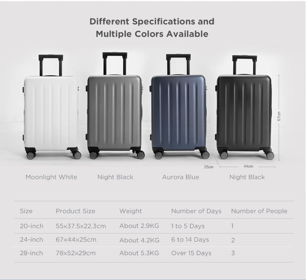 90FUN PC Suitcase with Universal Wheel Travel Luggage