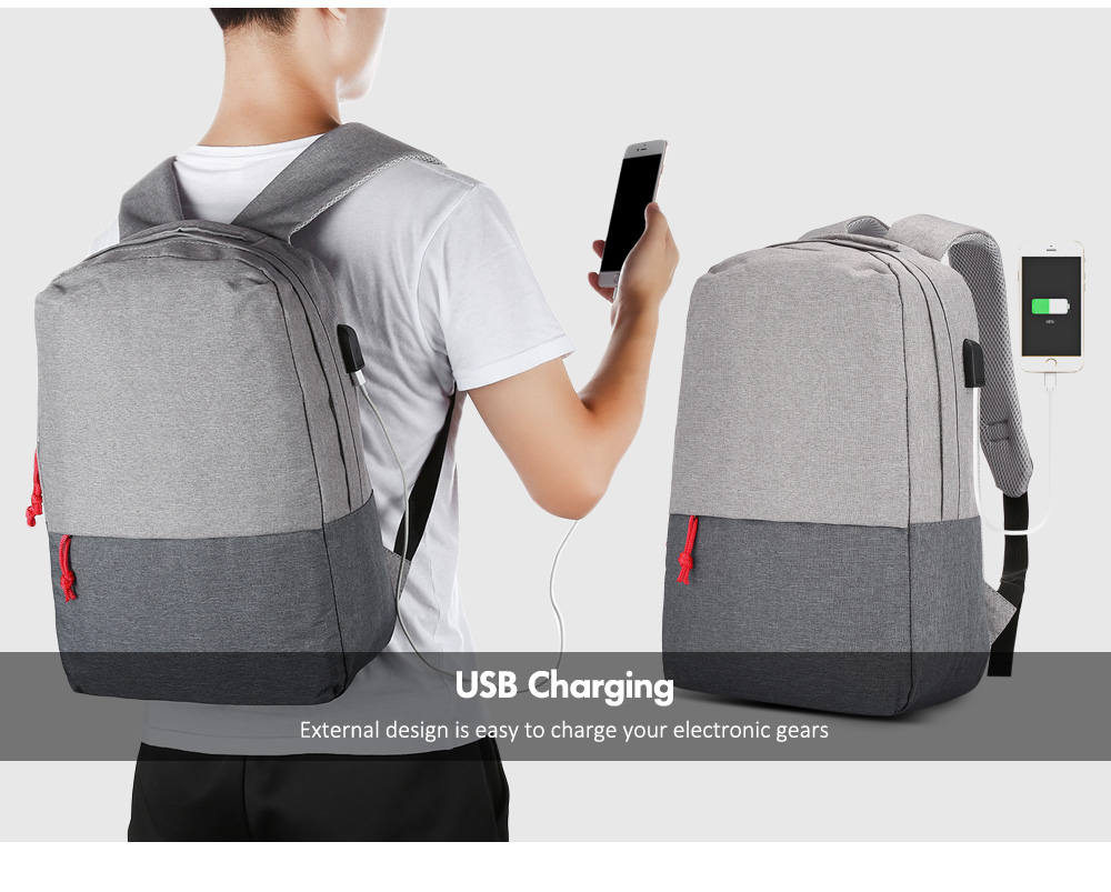 Guapabien USB Charging Laptop Backpack Water Resistance Teenager Travel Bag