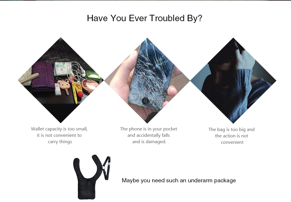 Security Anti-theft Hidden Armpit Shoulder Bag Mobile Phone Key Pack