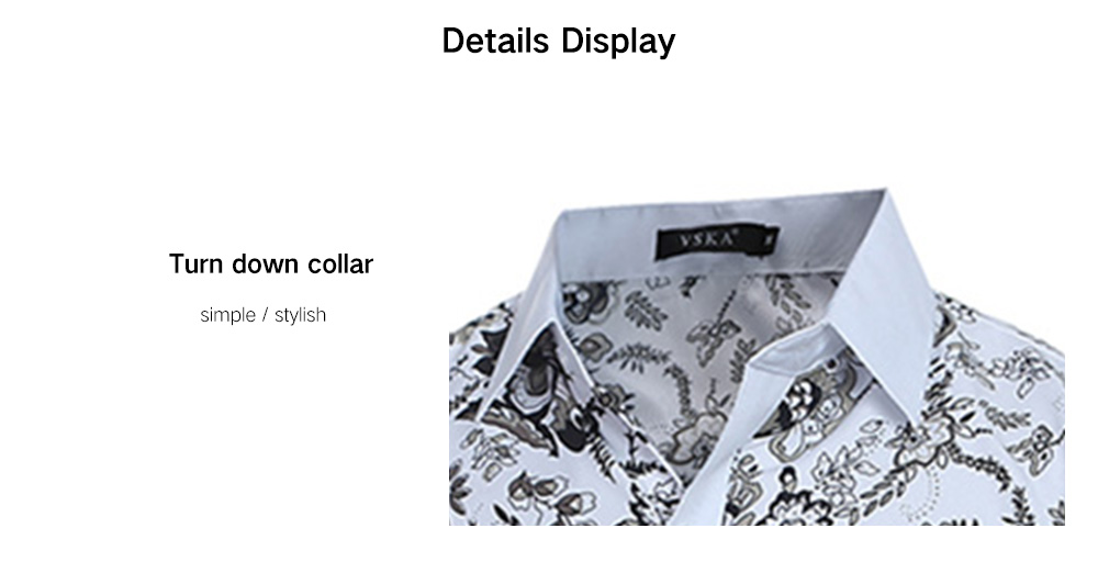 Men Stylish Turn Down Collar Long Sleeve Shirt with Flowers Motifs