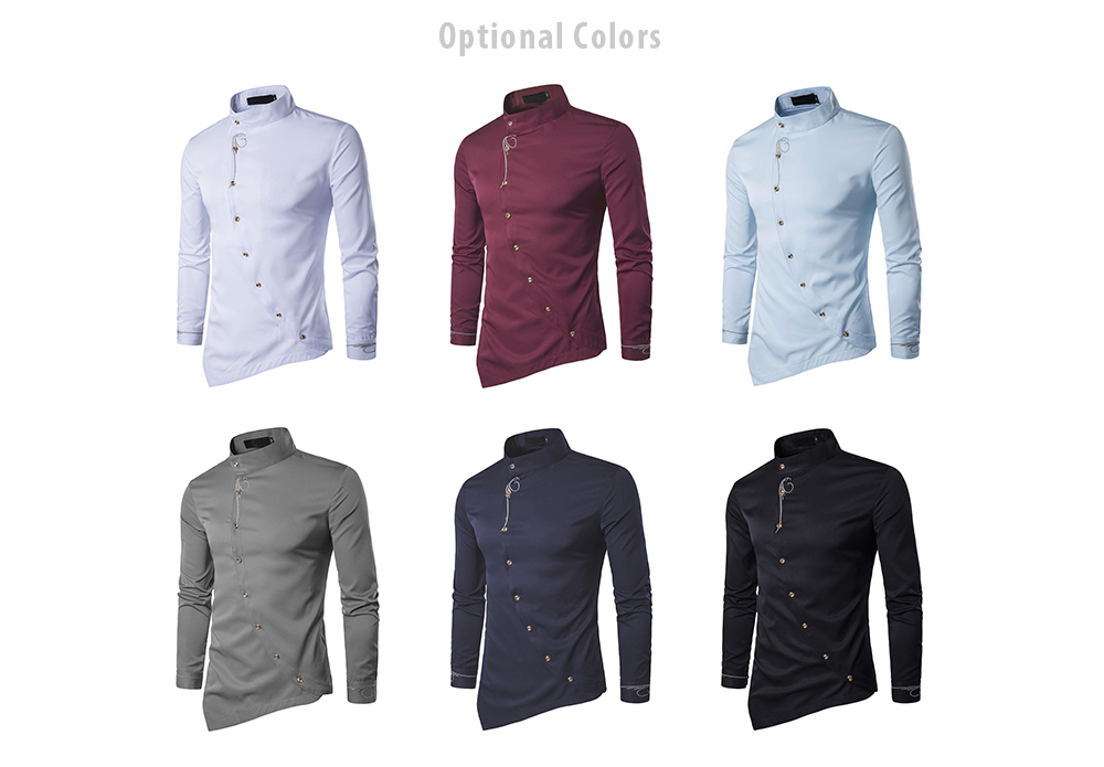 Men's Youth Trade Personality Oblique Irregular Multi-Color High-Grade Shirt