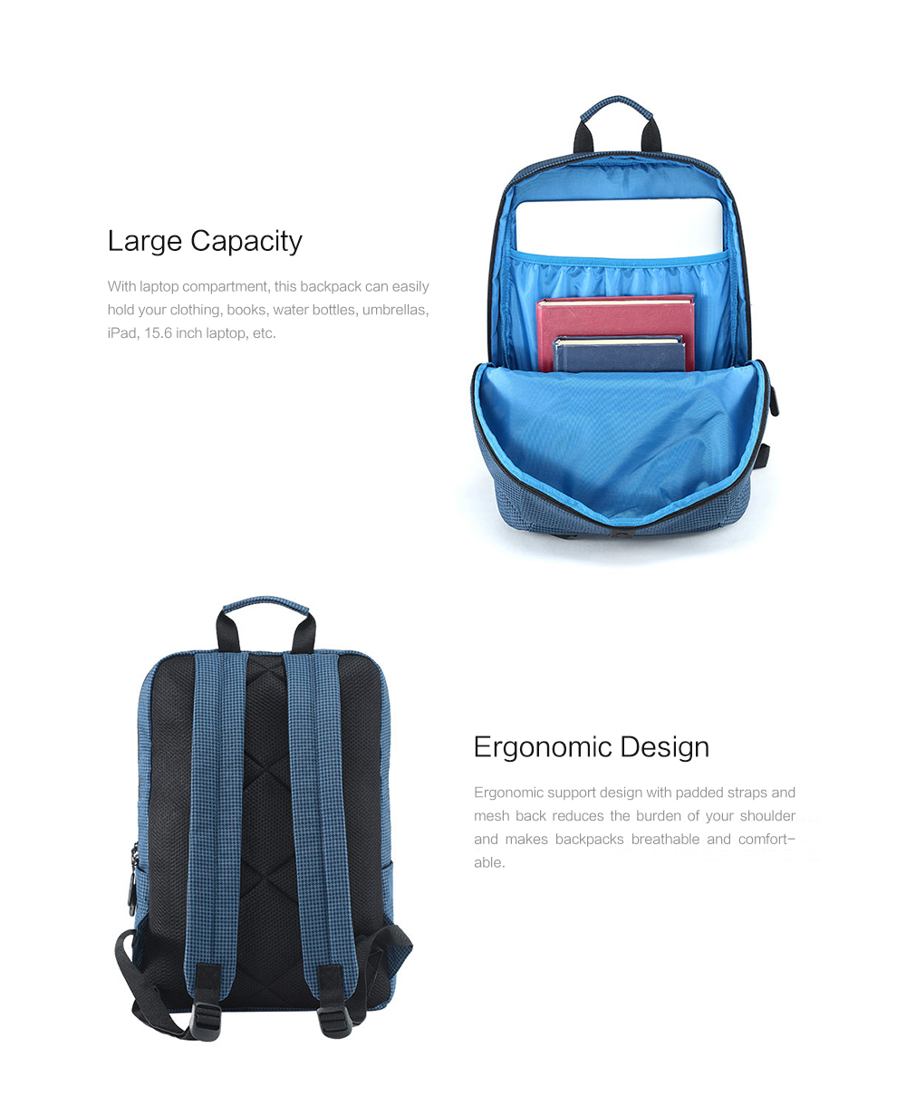 Xiaomi Trendy Plaid Water-resistant School Laptop Backpack