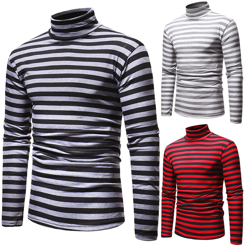 Classic Stripes Turtleneck Long Sleeve T-shirt