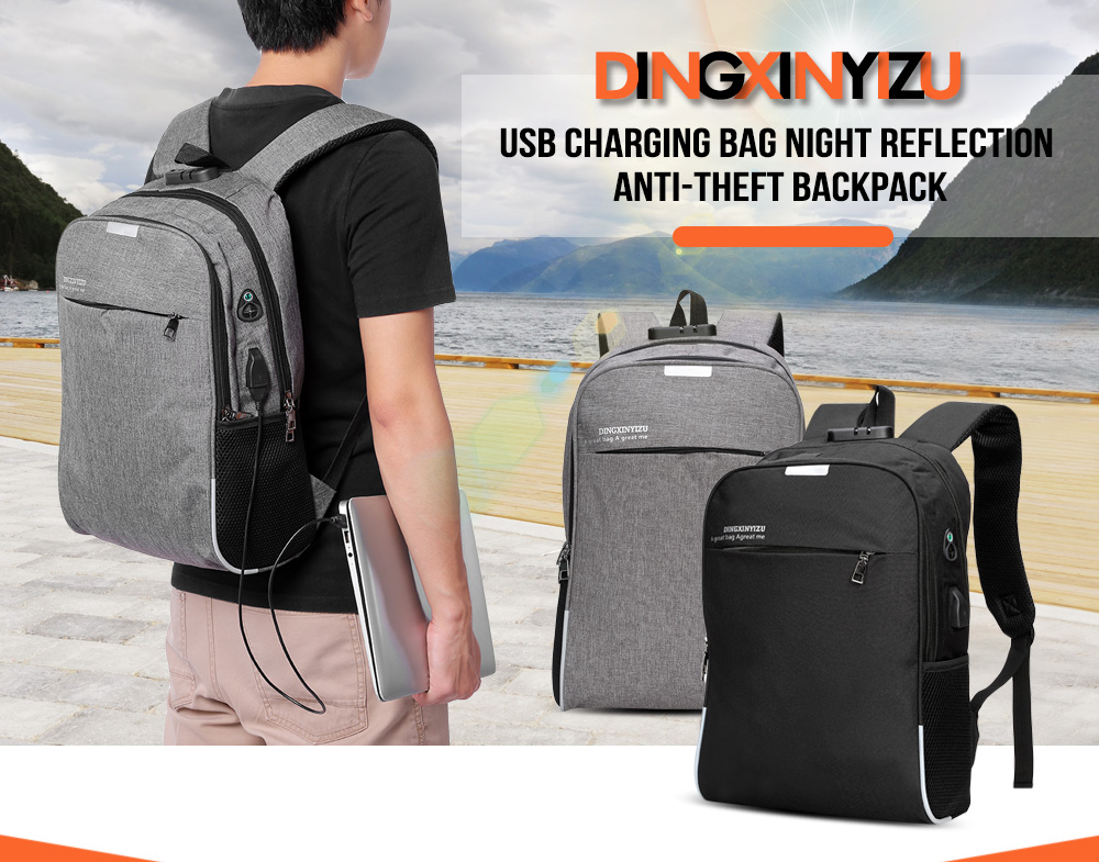 DINGXINYIZU USB Charging Bag Night Reflection Anti-theft Backpack