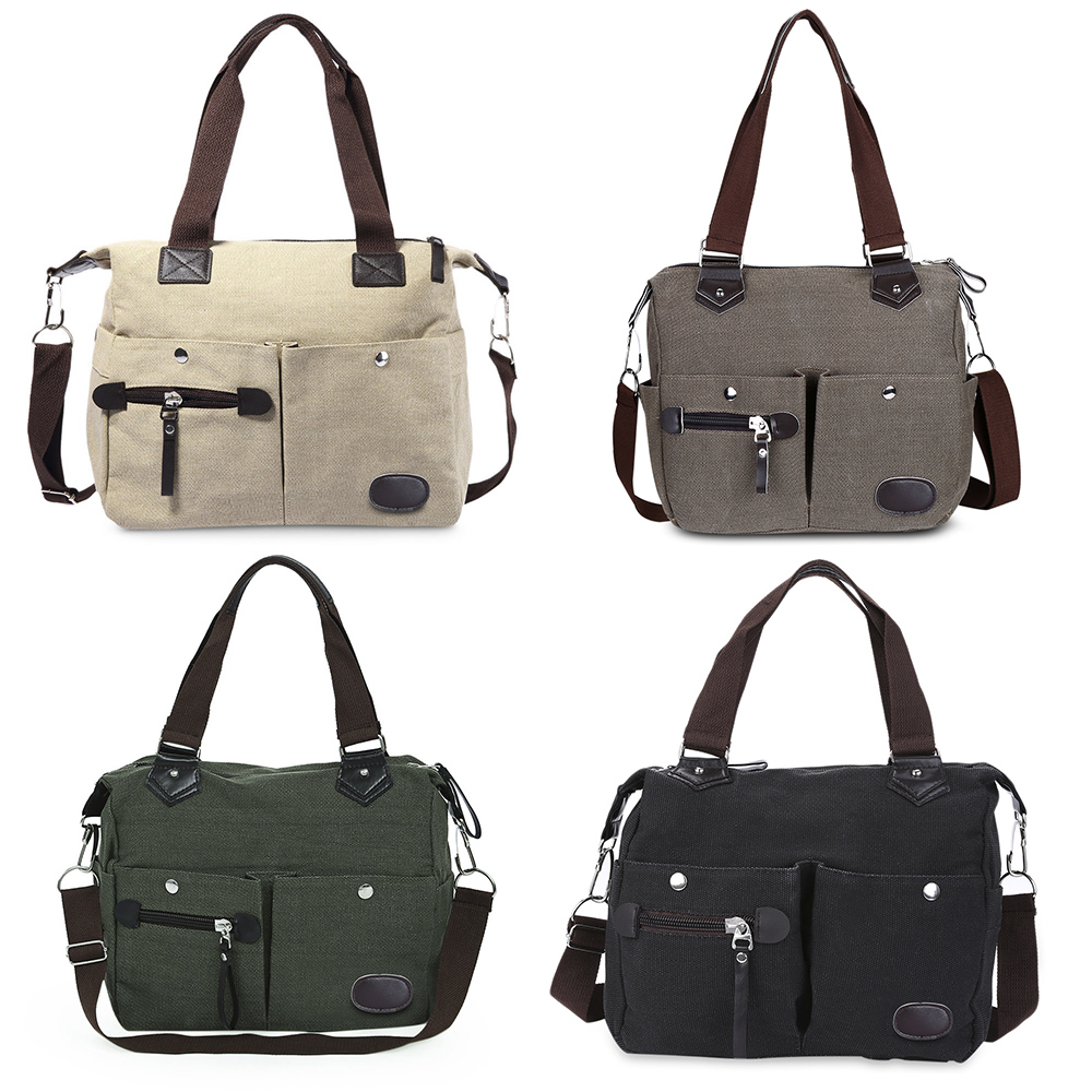 Large Capacity Women Casual Style Canvas Tote Belt Decoration Shoulder Bag