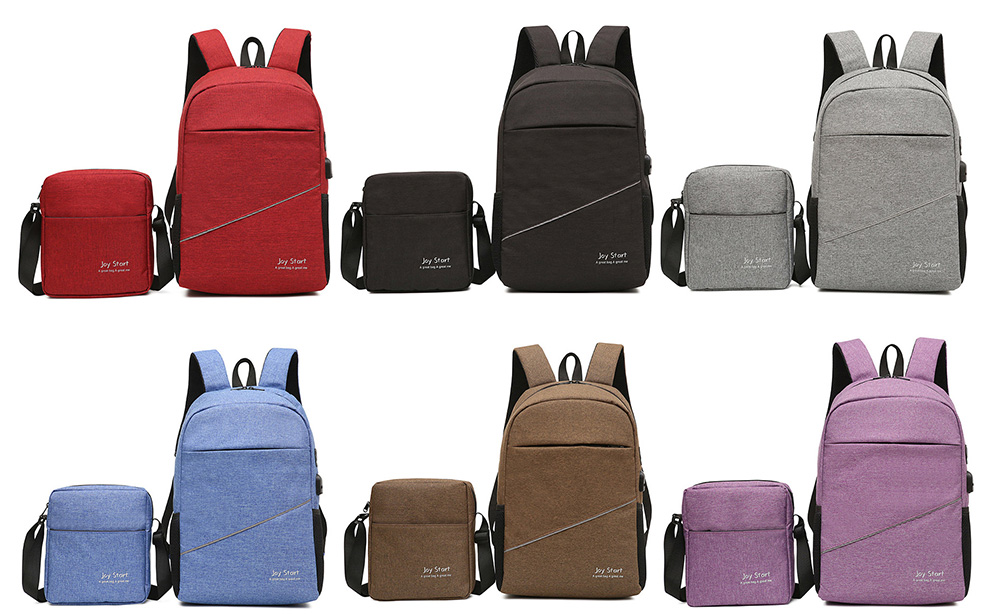 Leisure Business Solid Color Laptop Backpack + Shoulder Bag