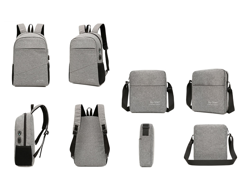 Leisure Business Solid Color Laptop Backpack + Shoulder Bag