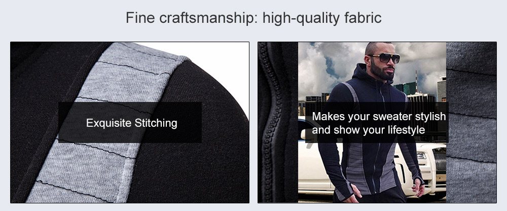 Men's Fashionable Zipper Slim Fit Hoodie Sweatshirt