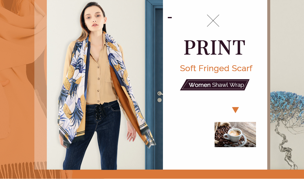 Female Print Soft Lady Fringed Scarf Women Wide Long Shawl Wrap