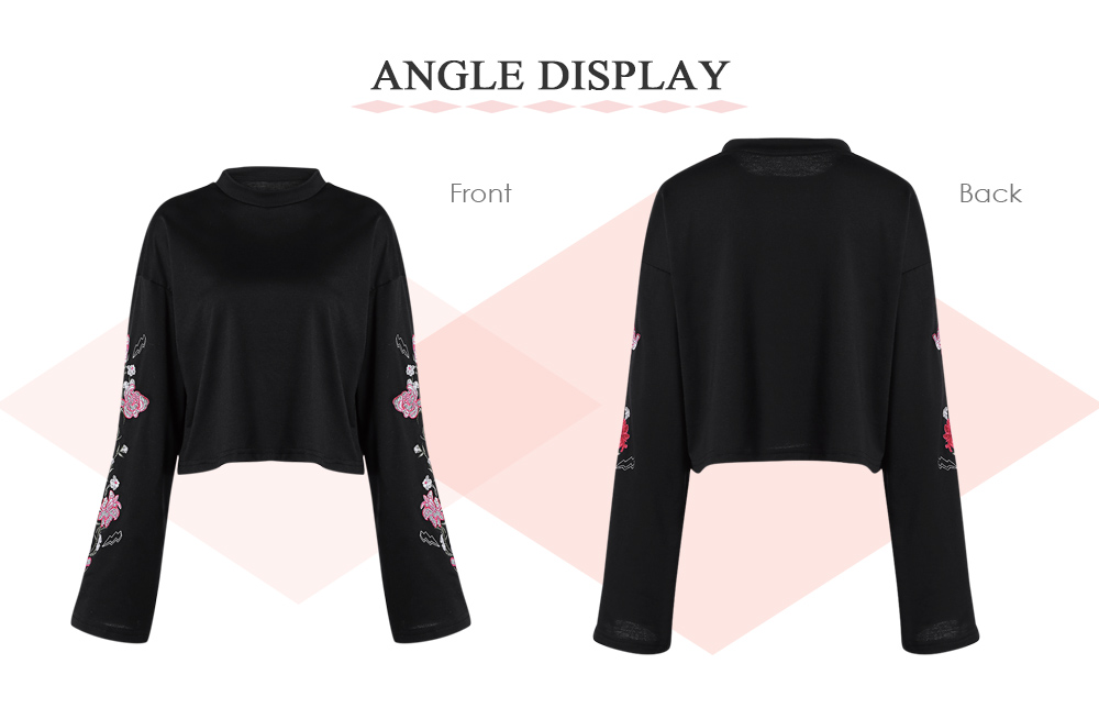 Women Sweatshirt Embroidered Printed Flare Sleeve Loose Outwear Clothes