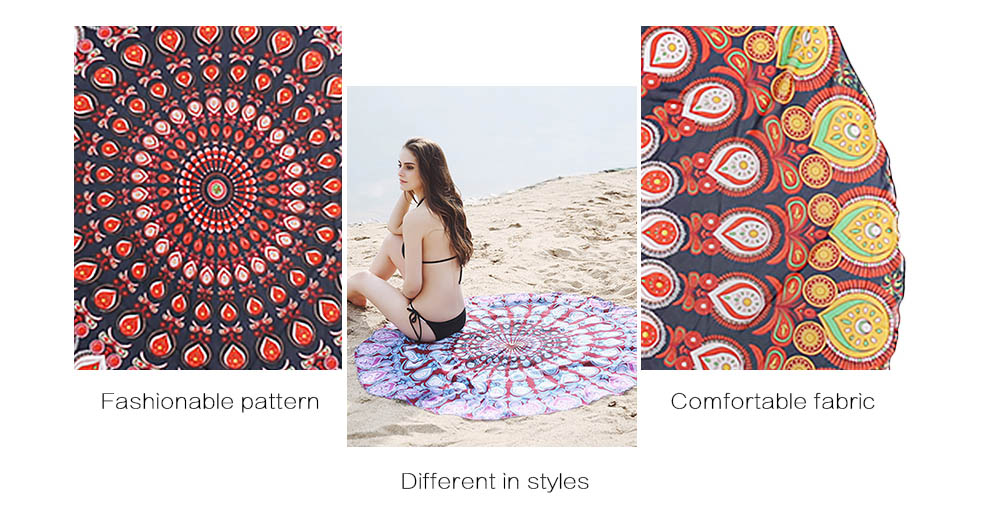 Round Beach Wear Towel Picnic Tapestry Print Mat Women Cover Up Shawl