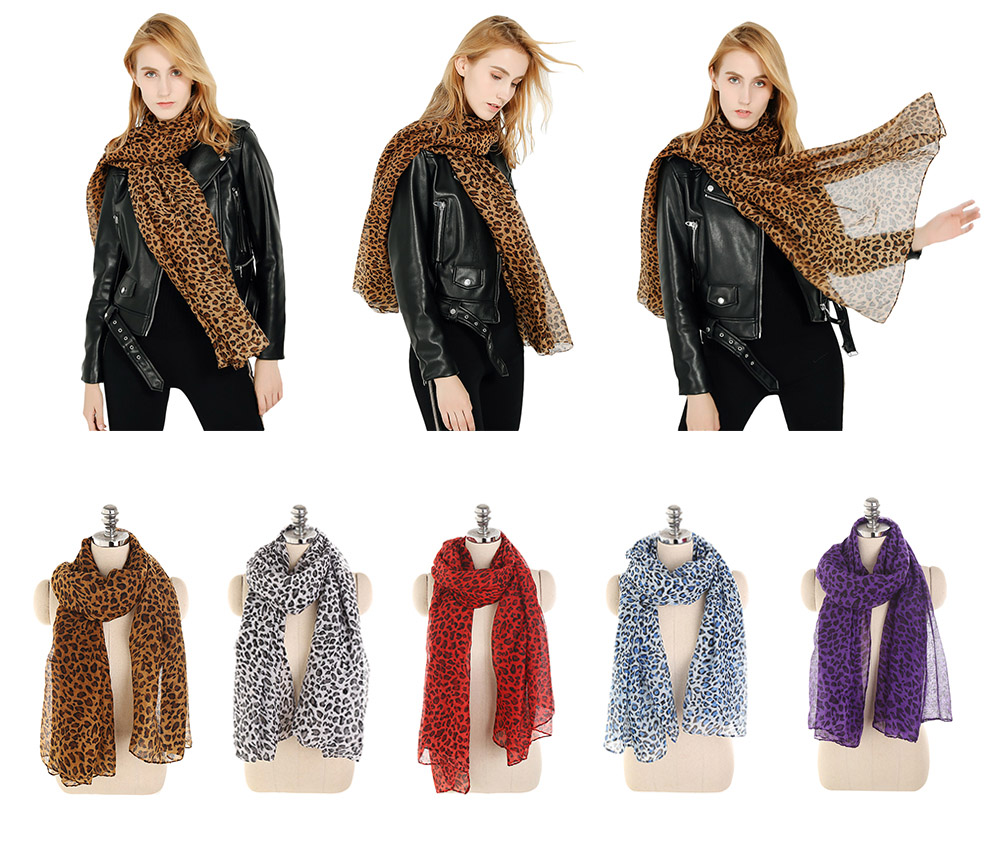 Stylish Leopard Print Lightweight Shawl Long Scarf for Women